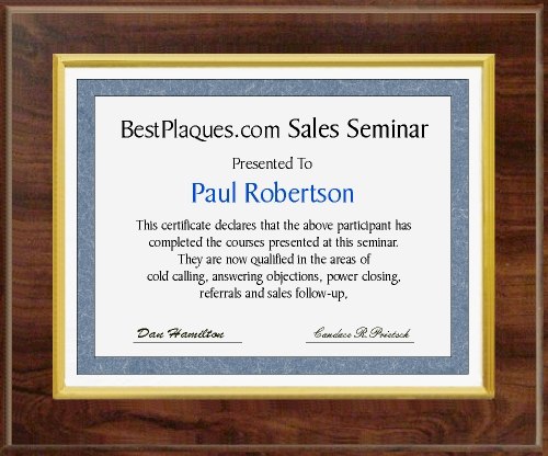 Certifcate Plaque for 11x14