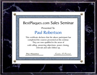 Certificate Plaque Large
