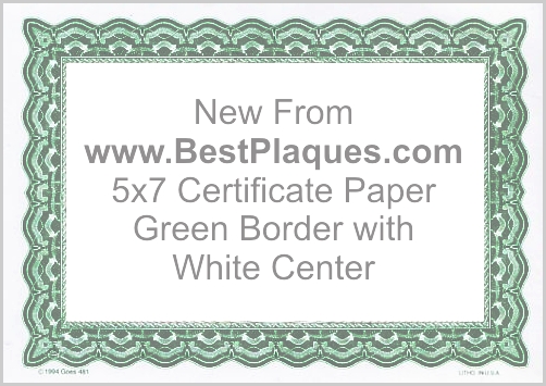 Certificate Paper 5x7 Blank
