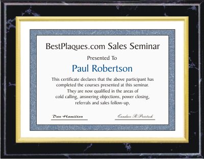 Certificate Plaque Gold Frame