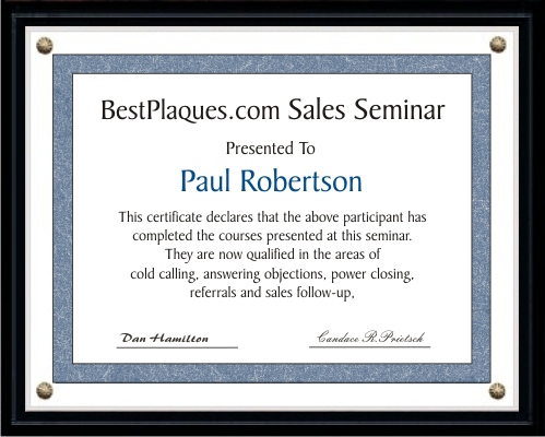 Certificate Plaques SOLID BLACK