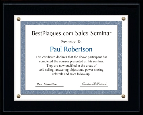 Certificate Plaques SOLID BLACK for 9x12