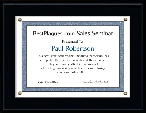 Certificate Plaque Black