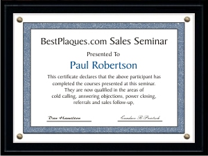Certificate Plaques Matte Black 6x8 for 5x7