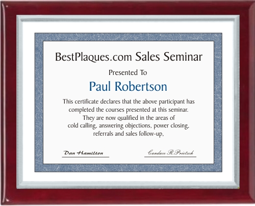 Certificate Plaques Rosewood Piano Finish Silver Frame