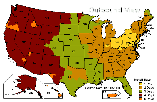 US Time in Transit Map