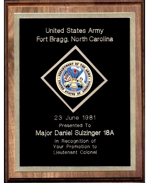 Army Wall Plaque Promotion Retirement