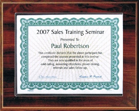 Certificate Plaque for 5x7