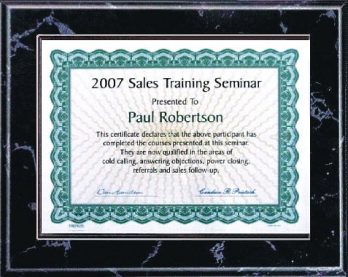 Certificate Plaques for 5x7