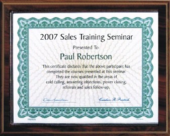 Certificate Plaque Kit Slide