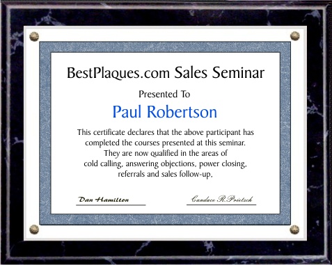Certificate Plaque Black Marble