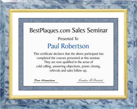 certificate plaque deluxe gold trim