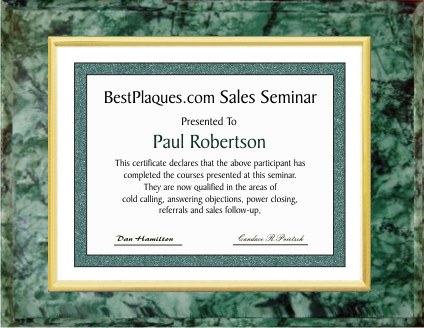 Certficate Plaques Green