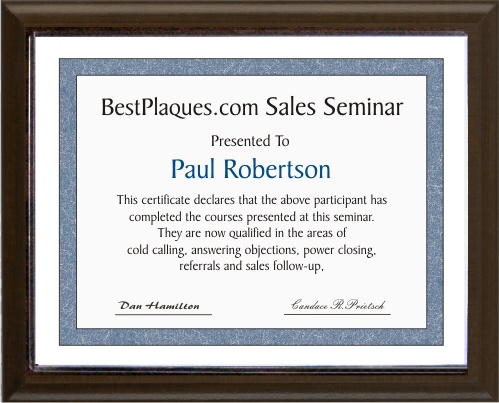 Certificate Plaques Kits Dark Walnut