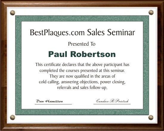 Genuine Walnut Plaque 12x15 for 11x14 Certificate
