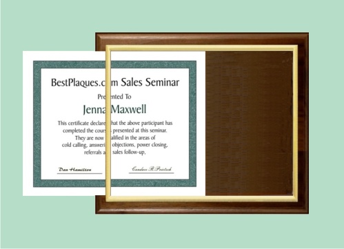 Certificate Plaques Walnut Slide In