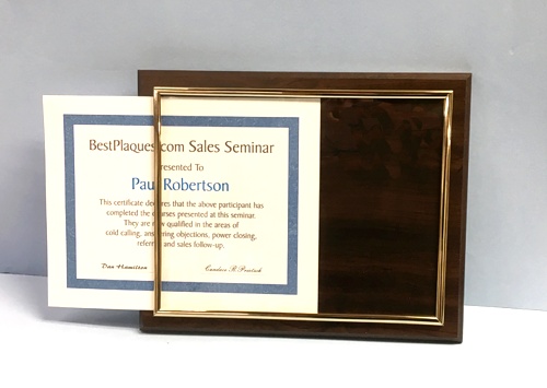 Certificate Plaques Walnut Slide In