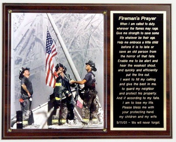 9/11 AMERICAN FLAG NEW YORK CITY FIREMAN 8X10 COLOR PHOTO