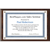 12X18 Certificate Plaque Kits Walnut Style - 13X20 Plaque holds a 12X18 Certificate