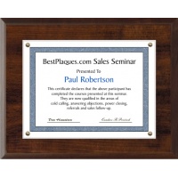 11X14 Certificate Plaque Kits Walnut Style - 15X18 Plaque holds an 11X14 Certificate