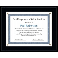 9X12 Certificate Plaque Kits Solid Matte Black Style - 12X15 Plaque