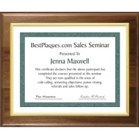 9X12 Certificate Plaques Slide In Genuine Walnut Style - 12X15 Plaques