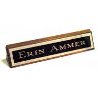 10.5" Genuine Walnut Desk Nameplate Genuine Walnut Quality Wood Base - Free Engraving