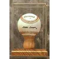 Single Baseball Oak Base Display