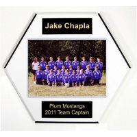 5 x 7 Soccer Ball Style Team Plaques Home Plate Style - 10 x 10 Plaque Fits a 5 x 7 Photo