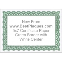 5 x 7 Certificate Paper - Green with White Center 25 Sheets per Pack