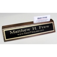 10" Genuine Walnut Desk Nameplate with Business Card Holder Genuine Walnut Quality - Wood Base Business Card Holder - Free Engraving