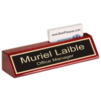 8" Rosewood Piano Finish Nameplate with Business Card Holder