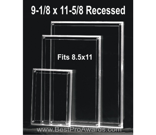 9-1/8 x 11-5/8 Acrylic for 8.5x11 Certicicate or Photos with recessed area M5XPH811