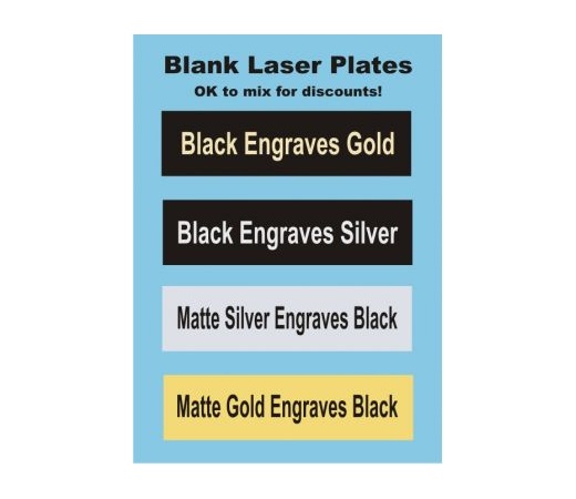 Laser Engraving Blank Plate Assortment 15 piece Aluminum Gold, Silver, &  Black