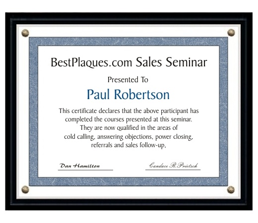 11X14 Certificate Plaques Kit Solid Matte Black Style - 12X15 Plaque