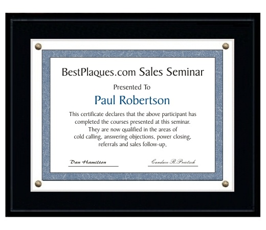 12X15 Certificate Plaque Kits Solid Matte Black Style - 15X18 Plaque