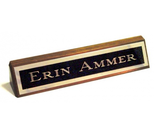 10.5" Genuine Walnut Desk Nameplate Genuine Walnut Quality Wood Base - Free Engraving