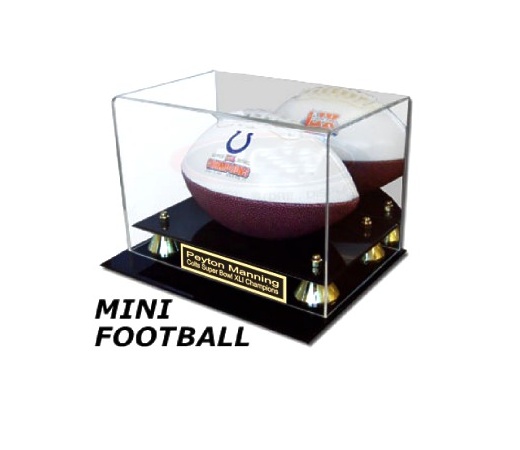 Mini Football Display Case with Black Acrylic Base