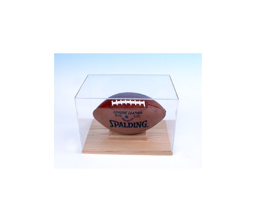 Football Oak Base Display Case with mirror back