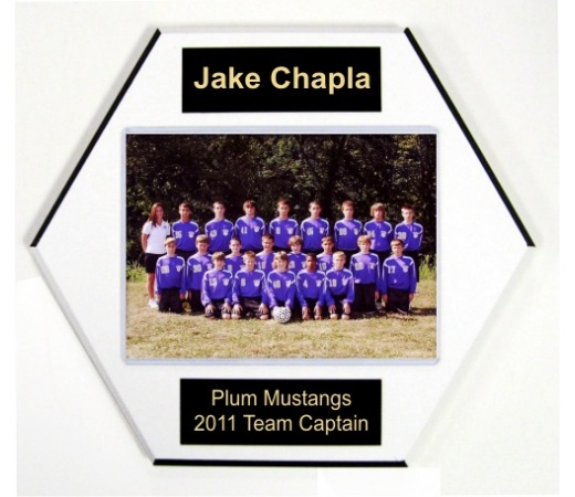 5 x 7 Soccer Ball Style Team Plaques Home Plate Style - 10 x 10 Plaque Fits a 5 x 7 Photo