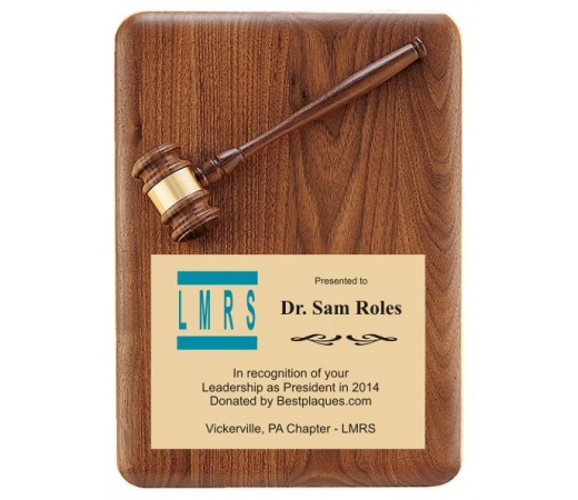 11x15 Deluxe Genuine Walnut Gavel Plaque